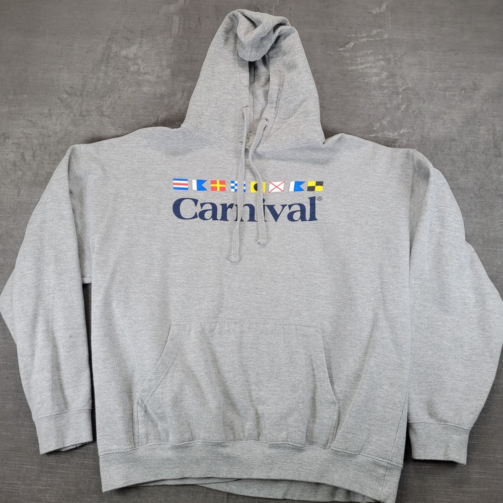 Carnival‎ Cruise Line Y2K Hoodie Gray Nautical Signal Flags Womens 2X